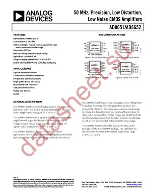 AD8652ARMZ-R2 datasheet  